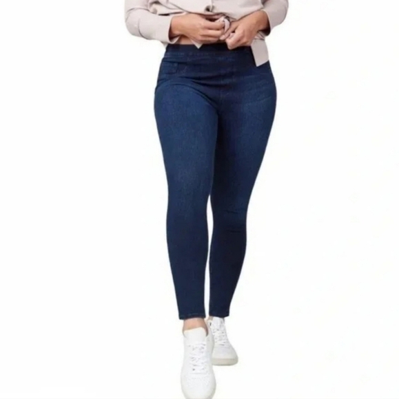 SPANX Pants - Spanx Womens Skinny Jeans Jeggings Blue Stretch Dark Wash Pull On High Rise Sz L